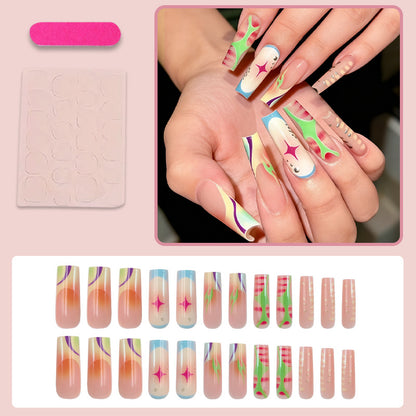 Kunstnagelset mit bunten Ombre-Designs und funkelnden Akzenten Brehn