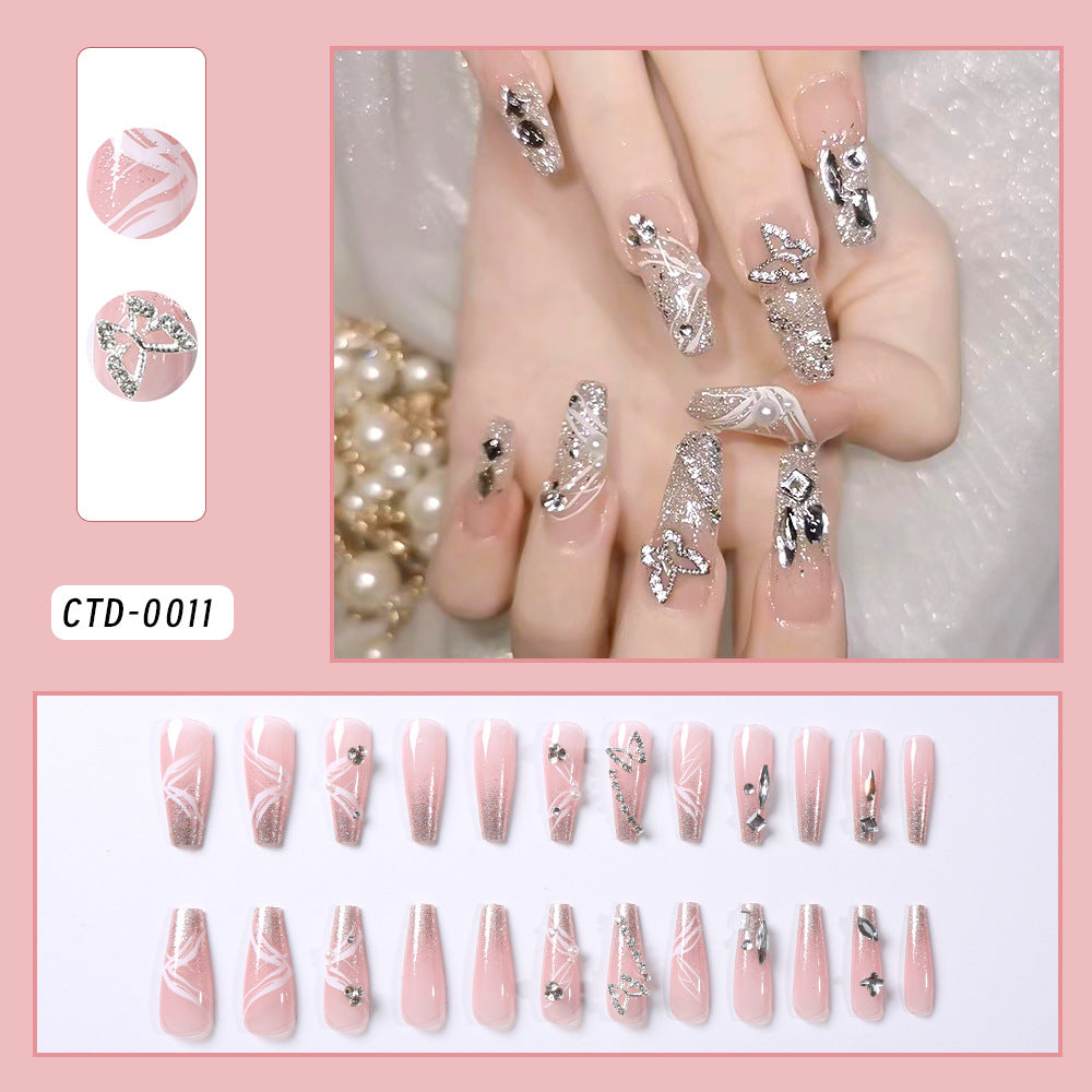 Glamouröse mit Kristallen verzierte Press-On-Nagelset Brehn