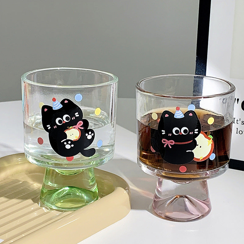 Verspieltes Trinkglas mit Katzenmotiv Brehn