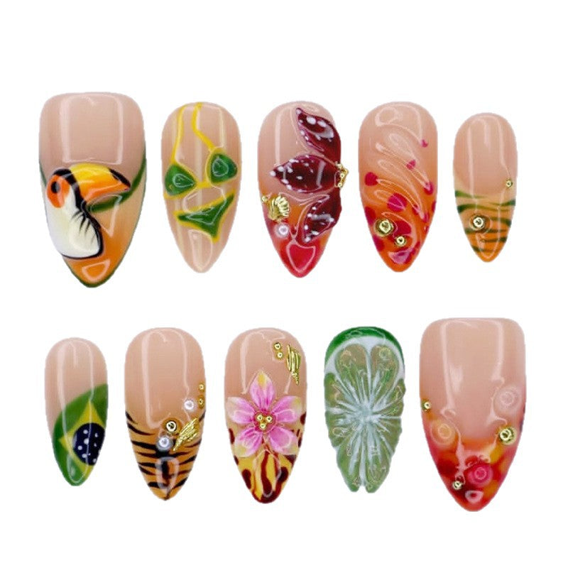 Künstlerisches Tropisches Press-On Nagelset Brehn