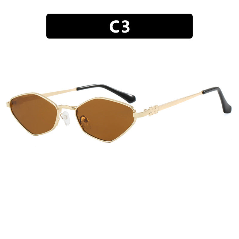 Damen geometrische Sonnenbrille mit glänzendem Metallrahmen und polarisierten Gläsern Brehn