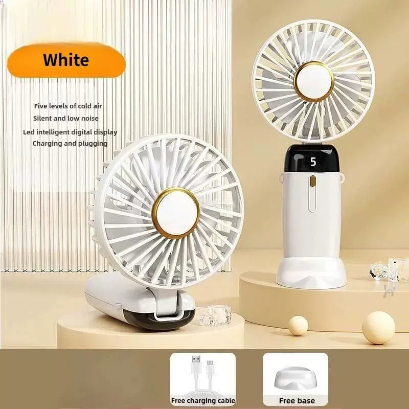 Unisex Einheitsgröße faltbarer wiederaufladbarer Handventilator mit mehr Geschwindigkeit LED-Display abnehmbarer Ladebasis Brehn