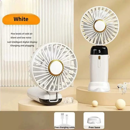 Unisex Einheitsgröße faltbarer wiederaufladbarer Handventilator mit mehr Geschwindigkeit LED-Display abnehmbarer Ladebasis Brehn