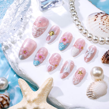 Künstlerisches Floral Verziertes Press-On Nail Art Set Brehn
