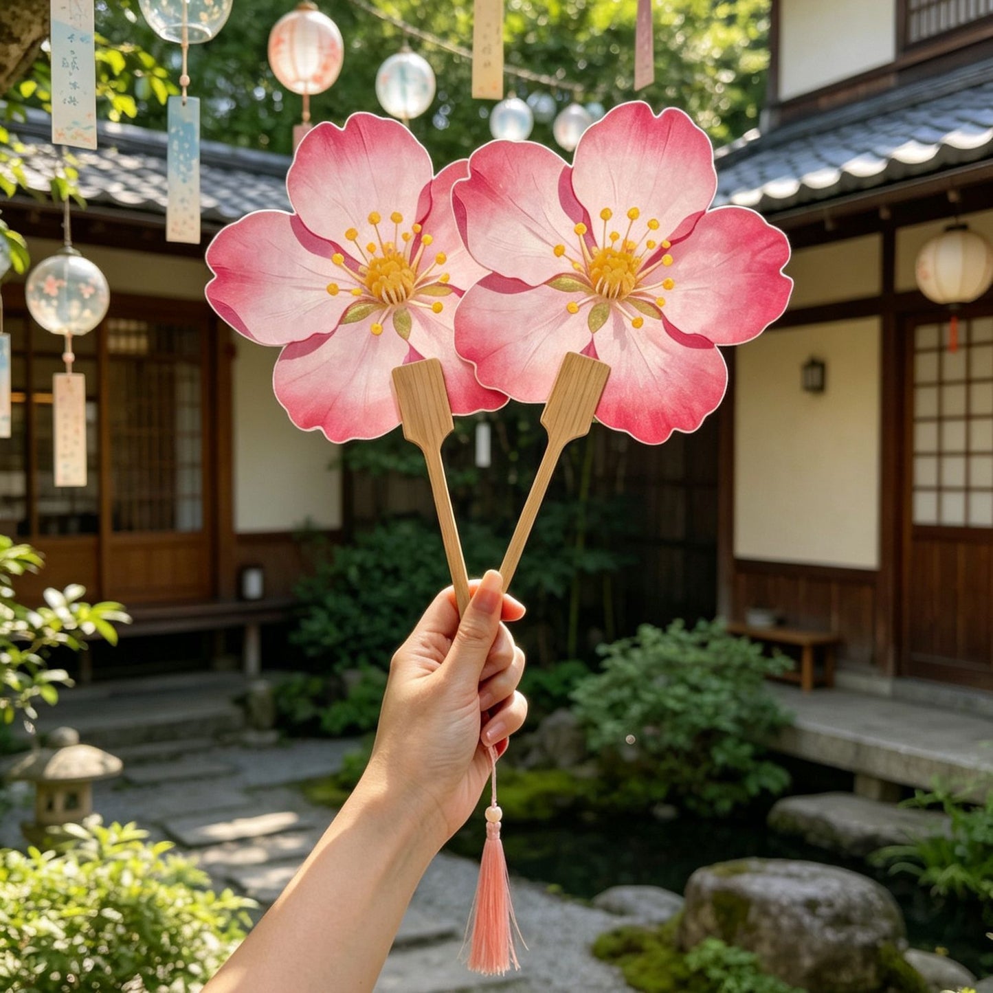 Handgefächer mit Floralen Motiven Brehn