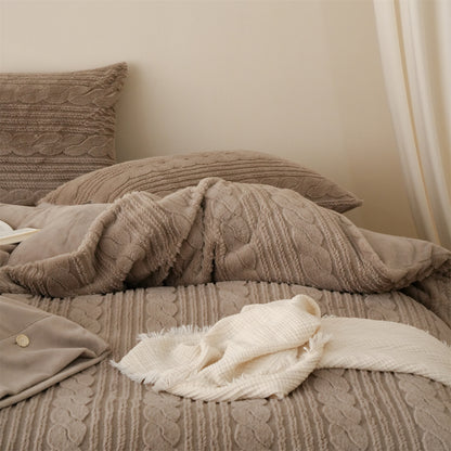 Luxuriöses strukturreiches Chenille-Kuschelbettwäscheset
