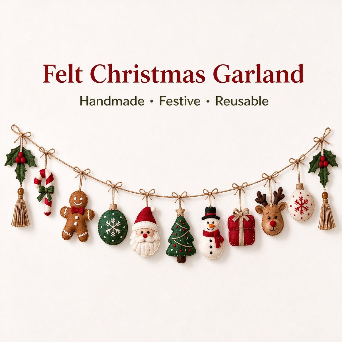 Festive Handmade Filz Weihnachtsgirlande