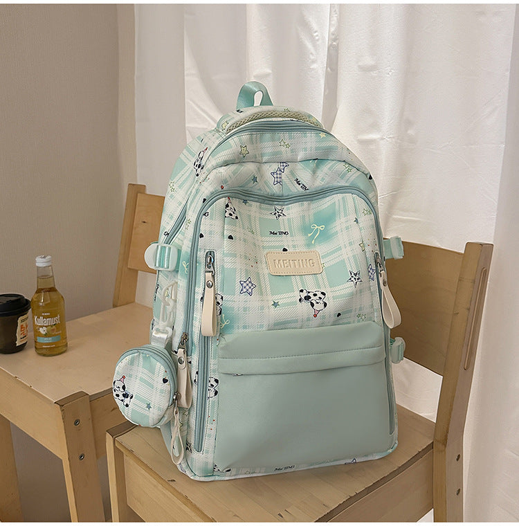 Multi-Funktionales Karierter Schul Rucksack