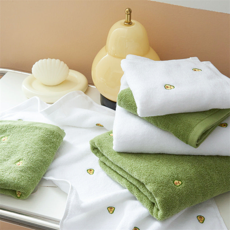 Hochsaugfähiges Hand- und Duschtuch-Set mit Avocado-Stickerei