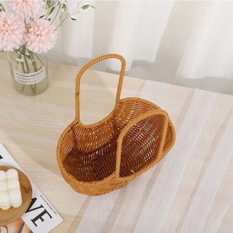 Damen Elegant geflochtener Rattankorb mit doppeltem Griff Brehn