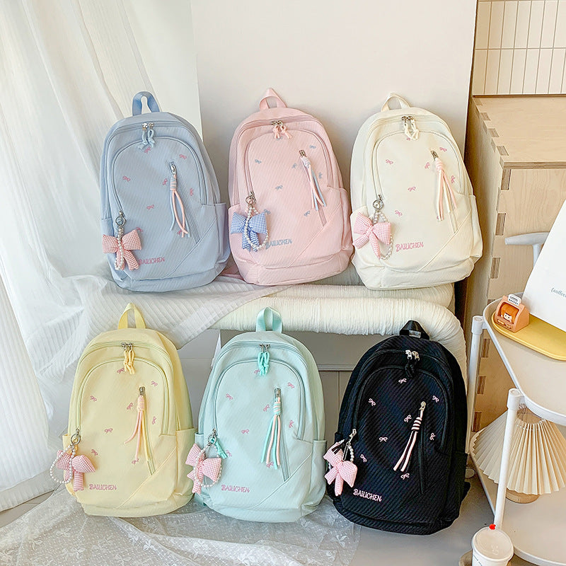 Stylische Bestickte Schleifenakzent Freizeit-Rucksack Brehn