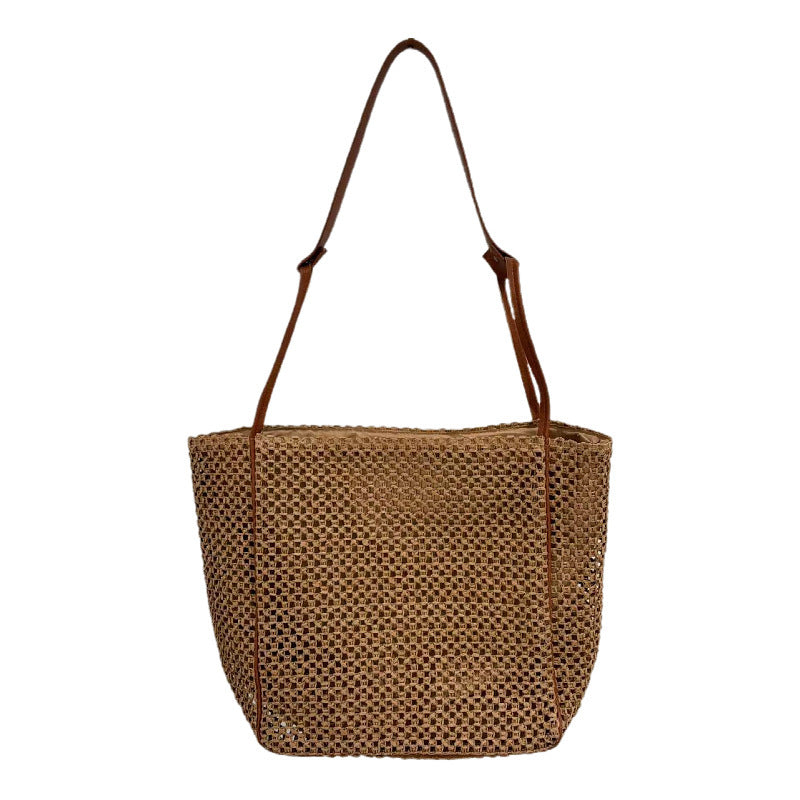 Handtasche Aus Geflochtener Baumwolle mit Ledergriffen Brehn
