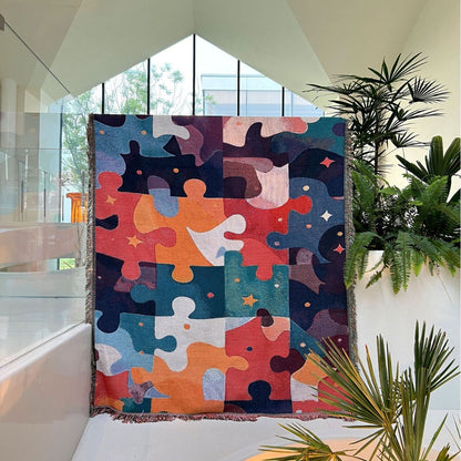 Puzzle-muster gewebte Wurfdecke