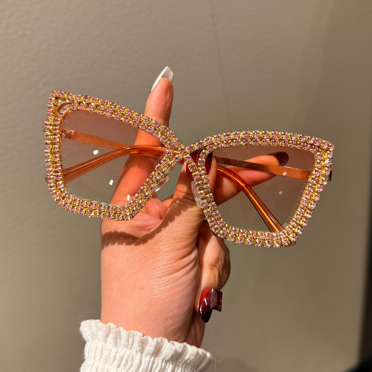 Damen extravagante Sonnenbrille mit funkelndem Kristallrahmen Brehn
