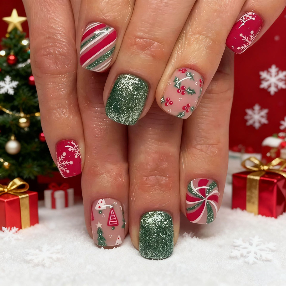 Festliche Feiertags-Themen-Nail Art Brehn
