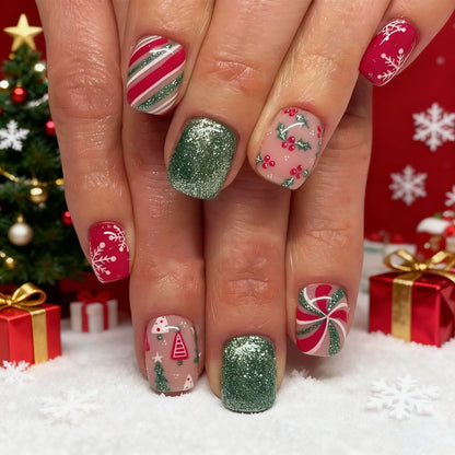 Festliche Feiertags-Themen-Nail Art Brehn