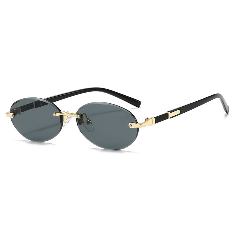 Damen modische ovale Sonnenbrille mit trendigem Metallrahmen Brehn
