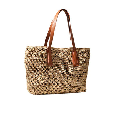 Geflochtene Basttasche mit Robusten Ledergriffen Brehn