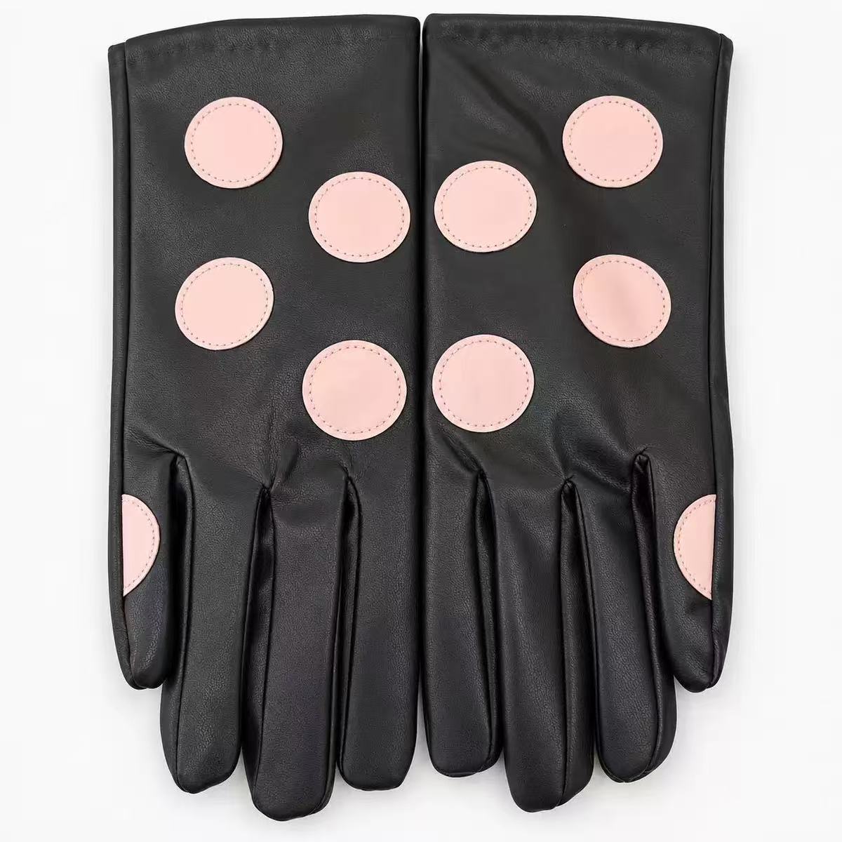 Stilvolle Leder-Touchscreen-Handschuhe mit gepunkteten Akzenten Brehn