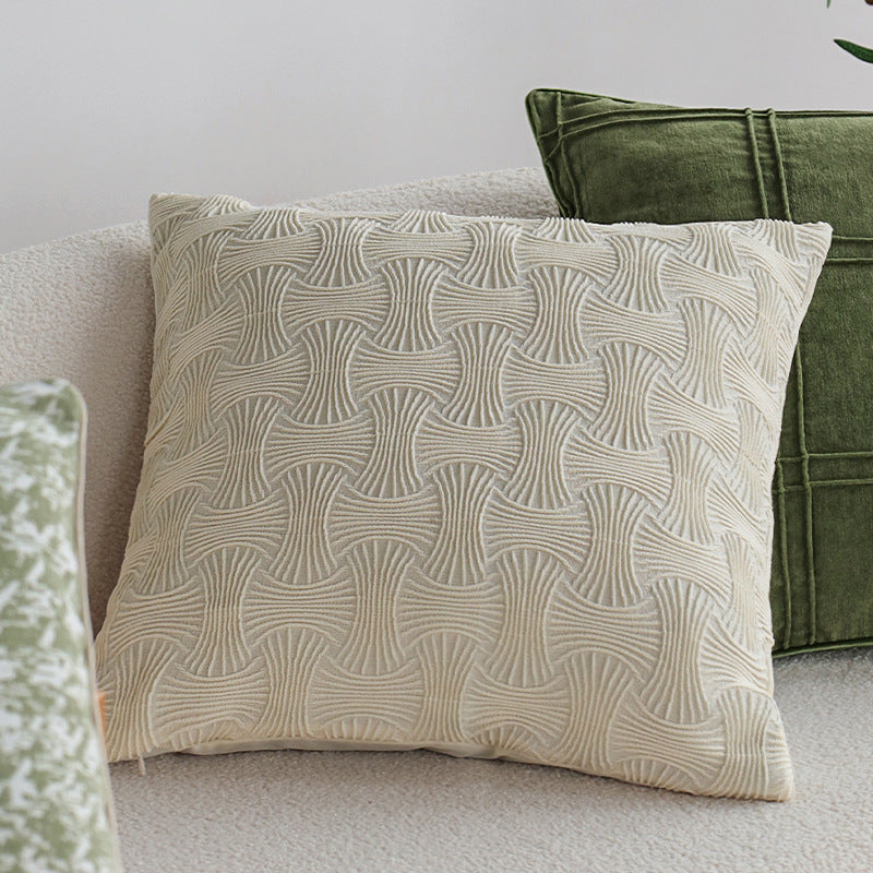 Quadratischer Kissenbezug mit abstraktem Hahnentritt‑Jacquard und feiner Leinenmischung Brehn