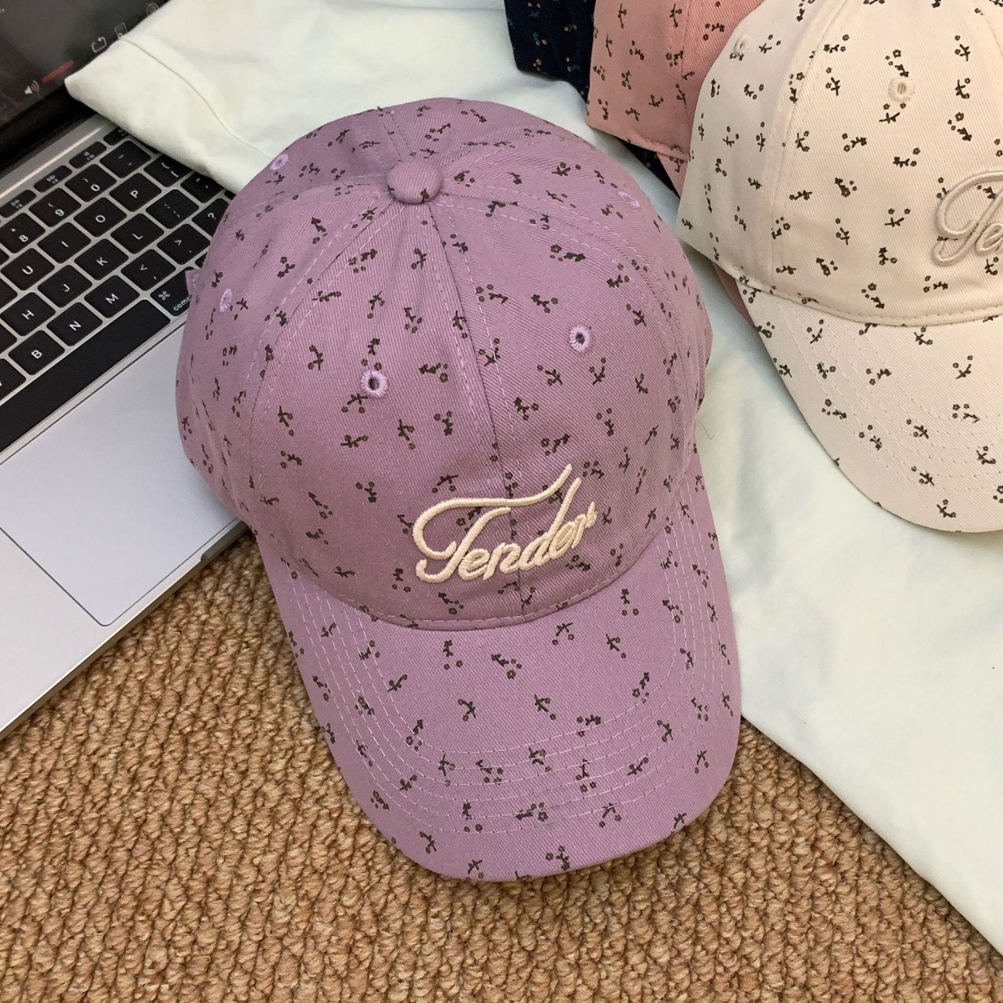 Damen Trendy Floral Print Baseball Cap Brehn
