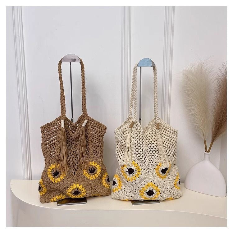 Handgeknüpfte Freizeit-Tasche mit Blumenmuster Brehn