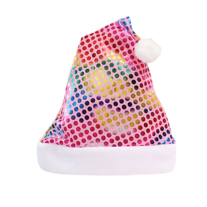 Glitzernde Weihnachtsmütze mit Plüschbesatz