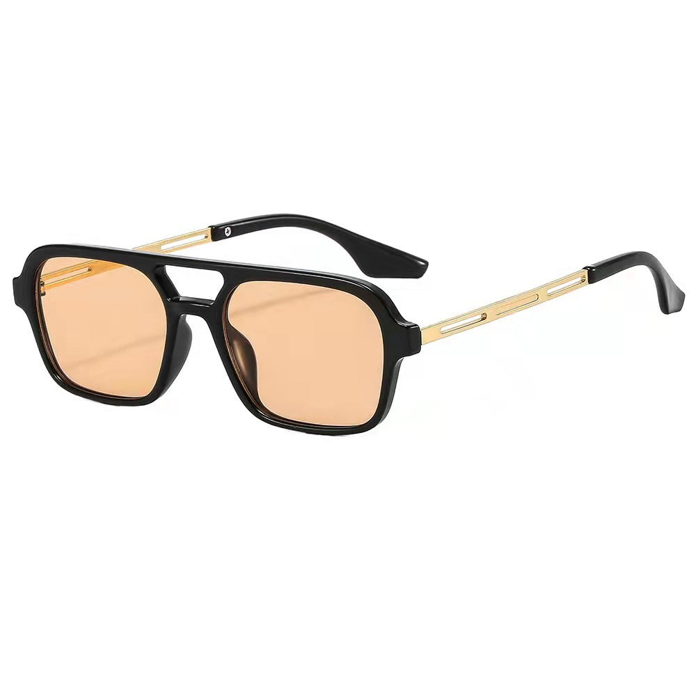 Damen Designer-Sonnenbrille mit elegantem transparentem Rahmen und gelben Gläsern Brehn