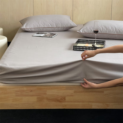 Tief-Taschen Elastisch Stretch Percale Spannbettlaken Set mit Paspel-Kissenbezügen