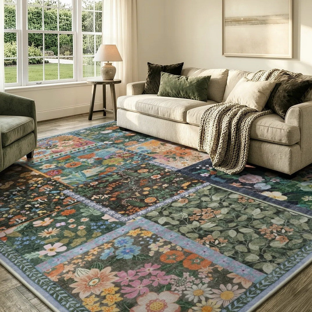 Florales Patchwork-Teppich