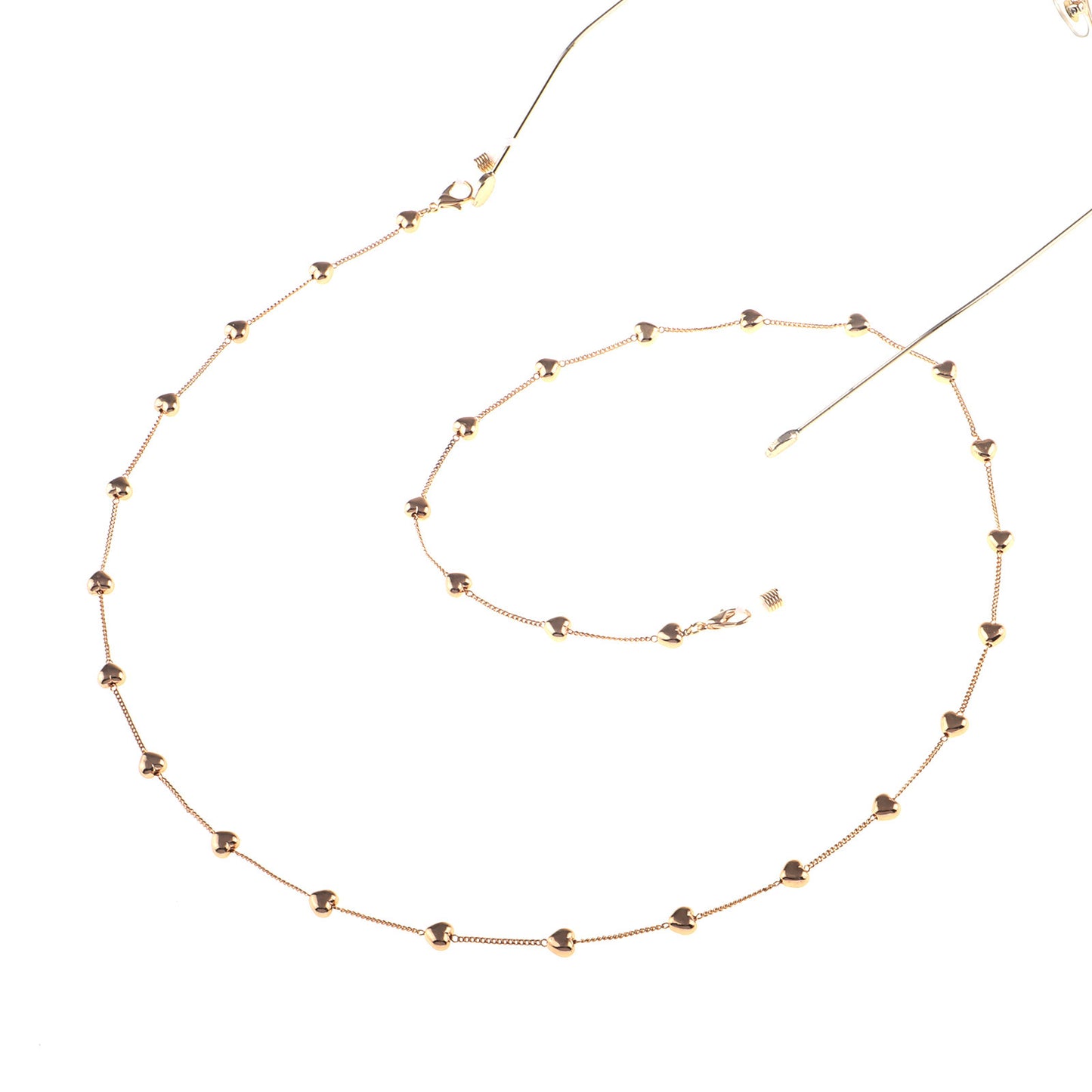 Modisches Brillenband Aus Edelstahl mit Herzanhängern Brehn