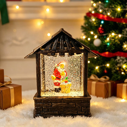 Weihnachtslaterne mit Schneekugel und LED-Beleuchtung Brehn