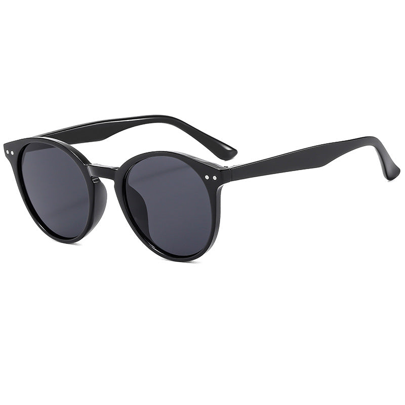 Damen modische runde Sonnenbrille mit transparentem Rahmen und UV-Schutz Brehn