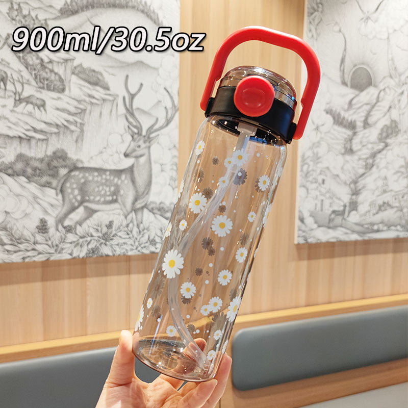 Damen Trinkflasche mit auslaufsicherem Deckel und integriertem Strohhalm Brehn