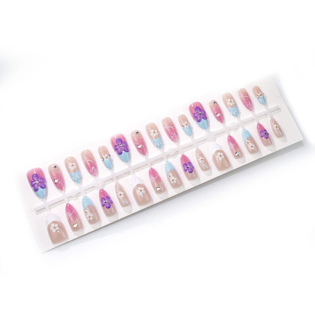 Dekorativer Floral Press-On Nail Set Brehn