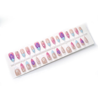 Dekorativer Floral Press-On Nail Set Brehn
