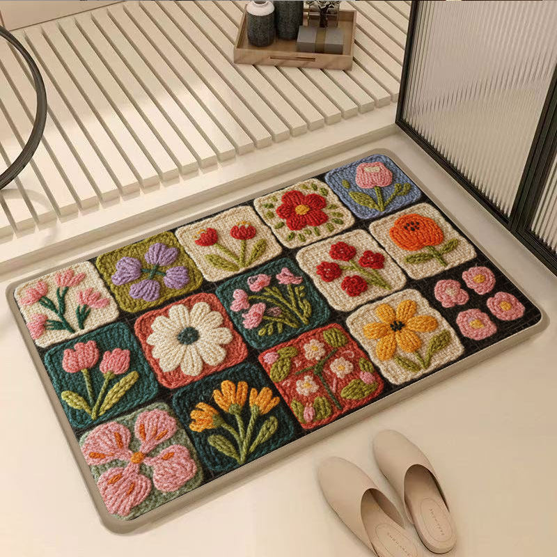 Florales Patchwork-Badezimmermatte Brehn