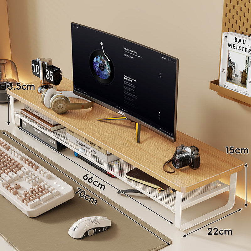 Slim Floating Desktop Monitor Riser mit belüftetem Unterregal und rundem Metallrahmen