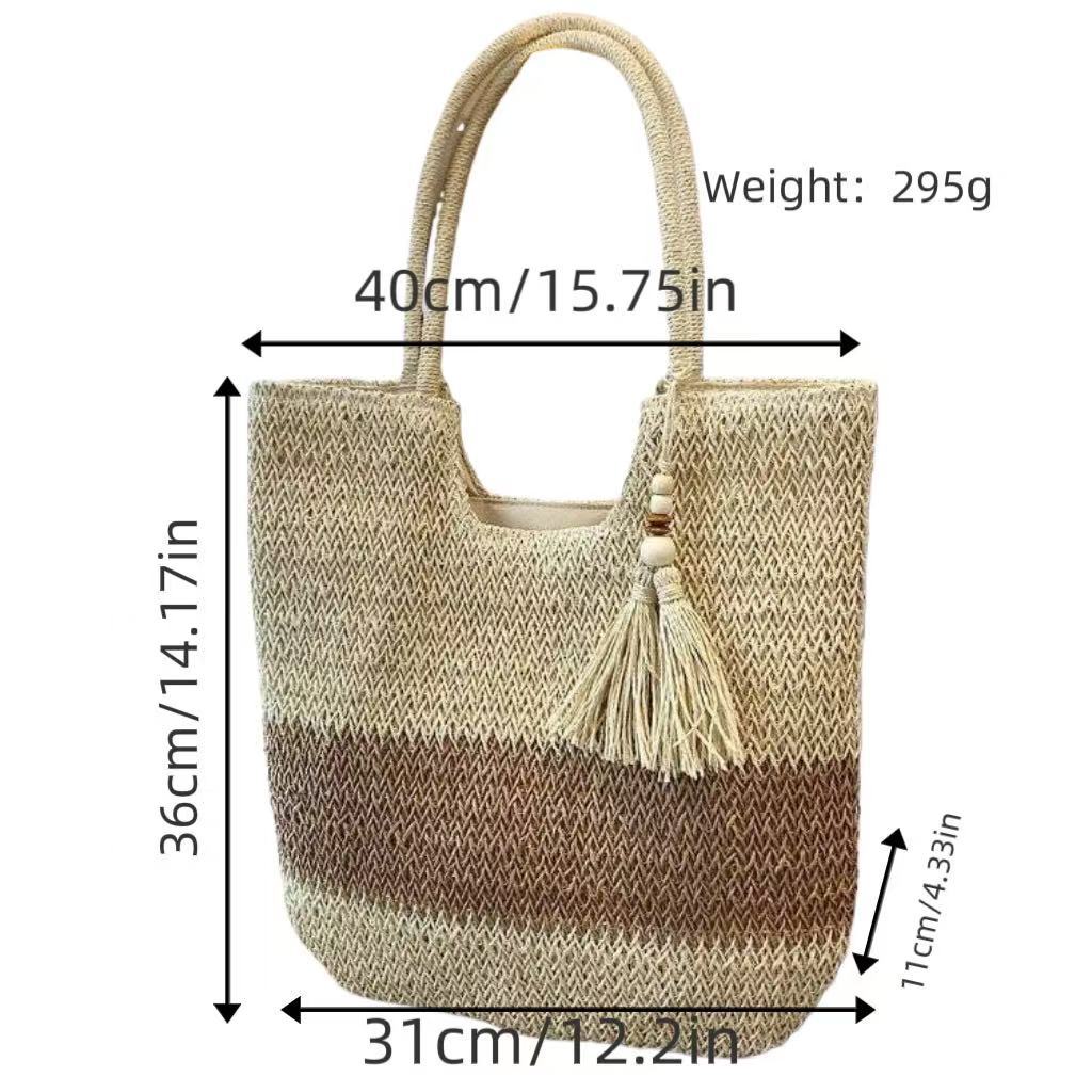 Handtasche Aus Geflochtenem Naturmaterial mit Quastendetails Brehn