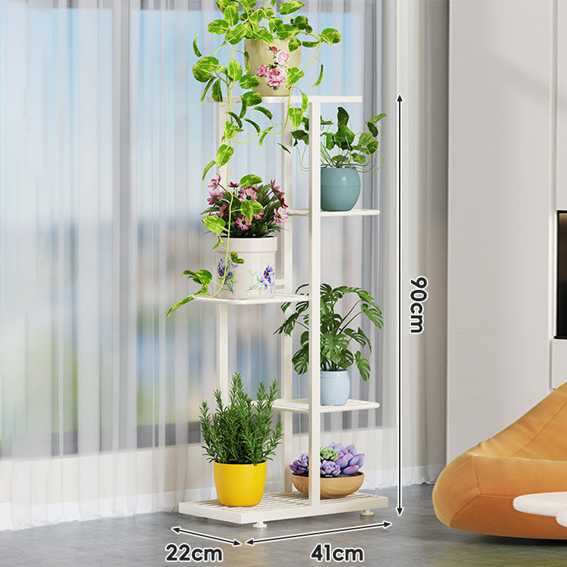 Indoor Mehrstufiger Vertikaler Pflanzenständer mit Lattenboden und gestuften Regalen