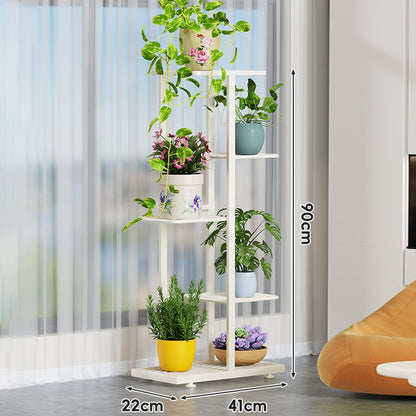 Indoor Mehrstufiger Vertikaler Pflanzenständer mit Lattenboden und gestuften Regalen