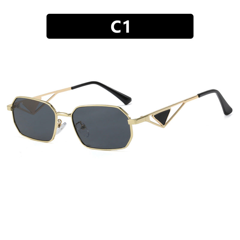 Damen geometrische Luxus-Sonnenbrille mit schmalem Hochglanz-Rahmen Brehn