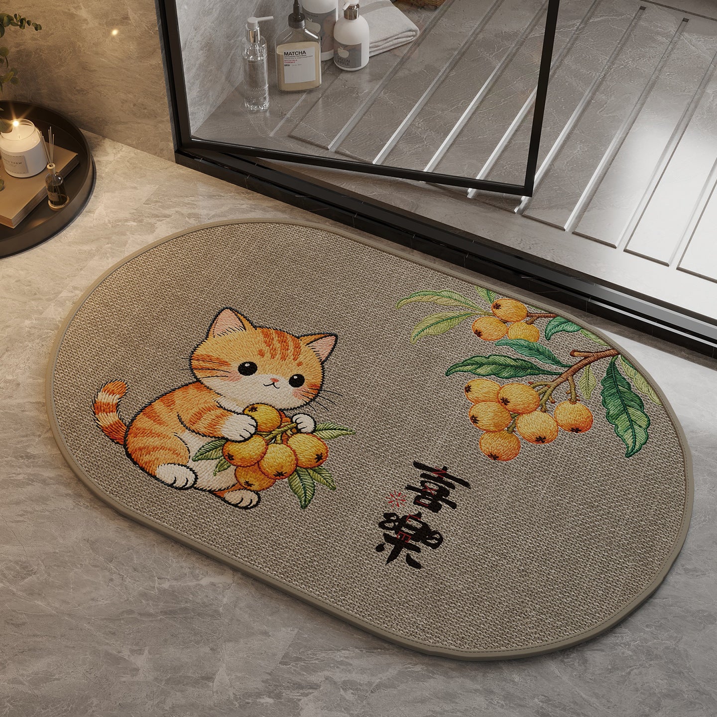 Katzen-Themen Ovaler Badezimmerteppich