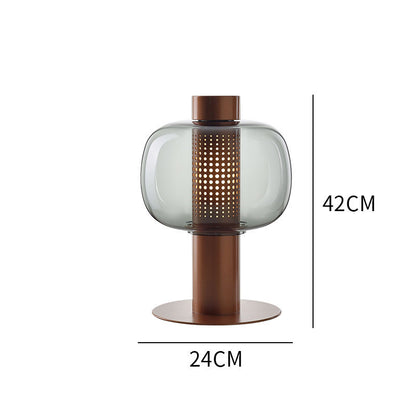Künstlerische Tischlampe mit elegantem Glasschirm