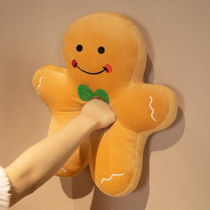 Plüsch Schneemann Dekoratives Kuschelkissen mit gesticktem Gesicht, Schal & Pompon-Hut Brehn