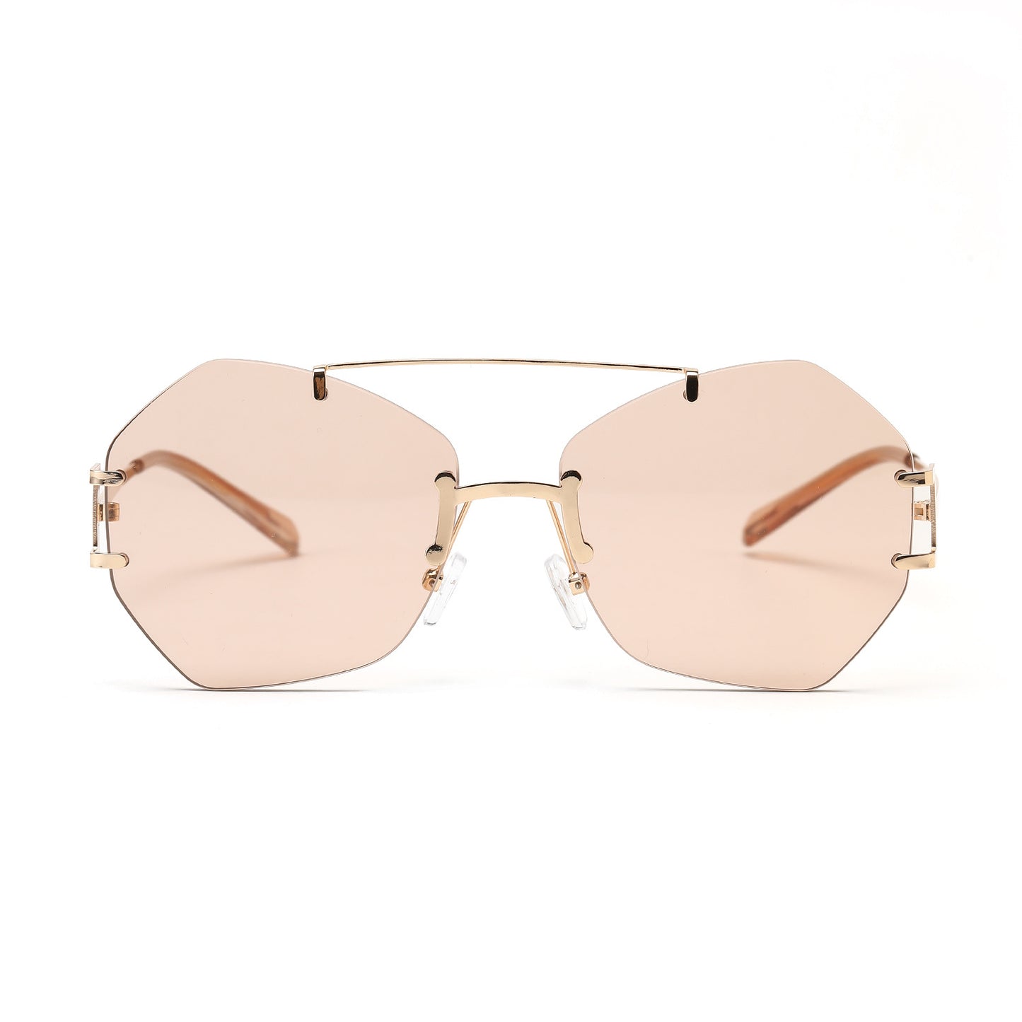 Damen modische achtkantige Sonnenbrille mit filigranem Metallrahmen Brehn