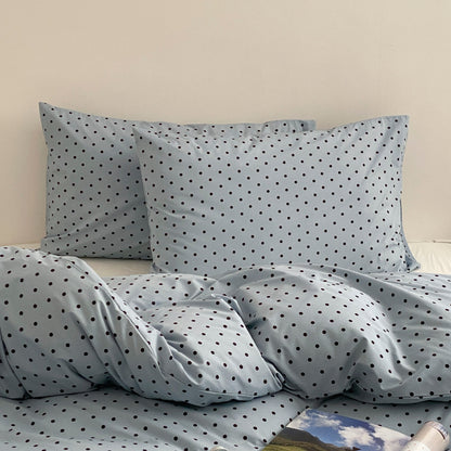 Atmungsaktives Baumwoll-Percale-Punkte-Duvet-Bezug-Set mit Reißverschluss und Kissenbezügen