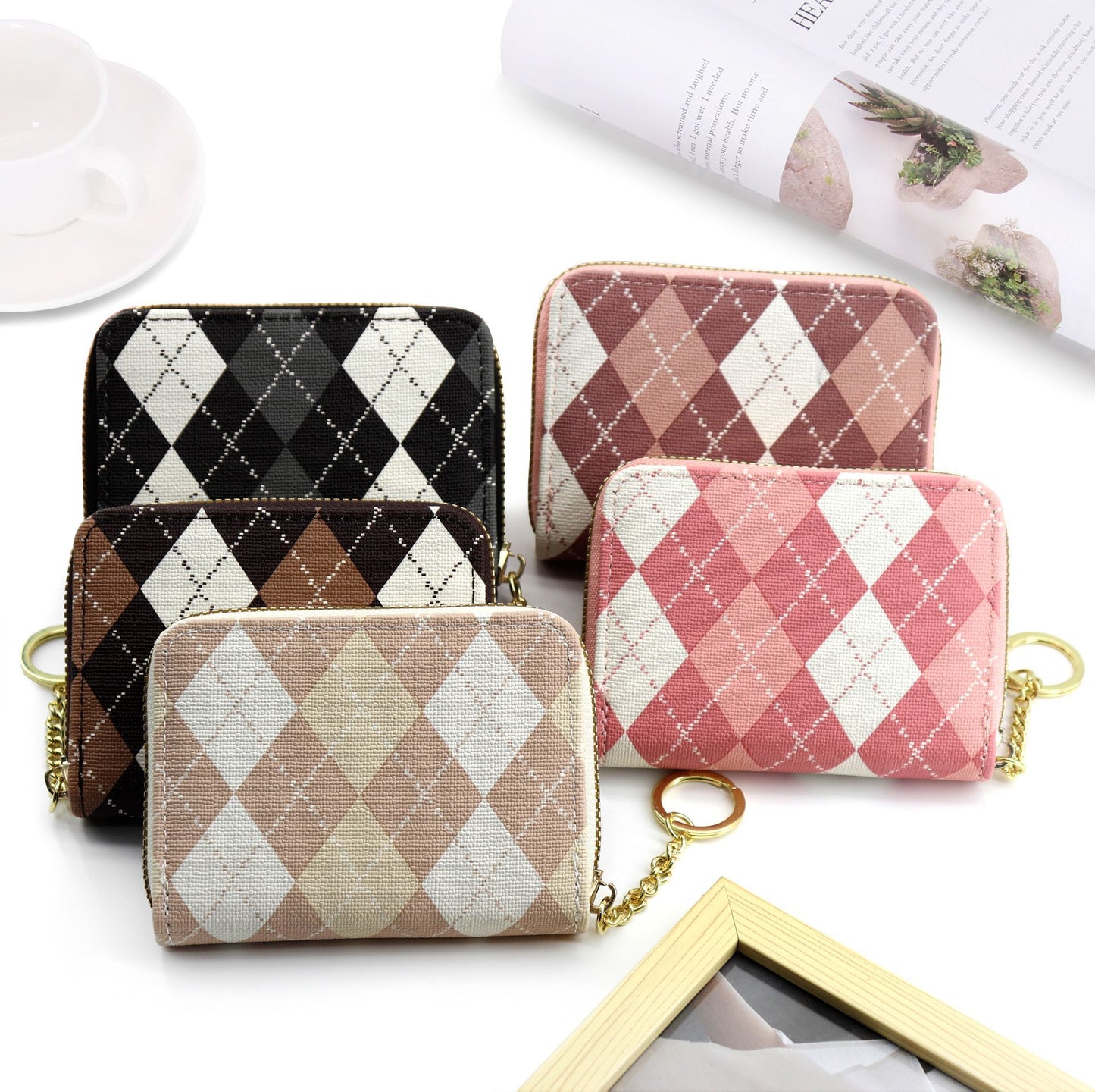 Elegante Argyle-Muster-Münztasche