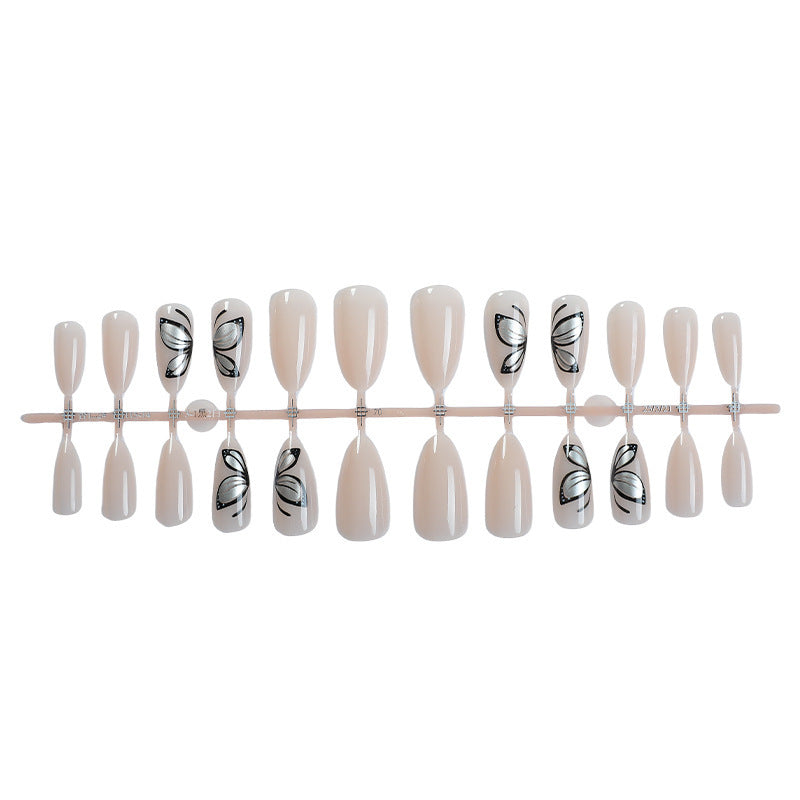 Künstlerisches Press-On-Nagel-Set mit Schmetterlingsdesigns