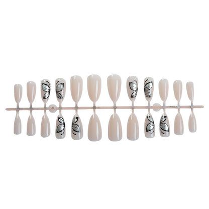 Künstlerisches Press-On-Nagel-Set mit Schmetterlingsdesigns